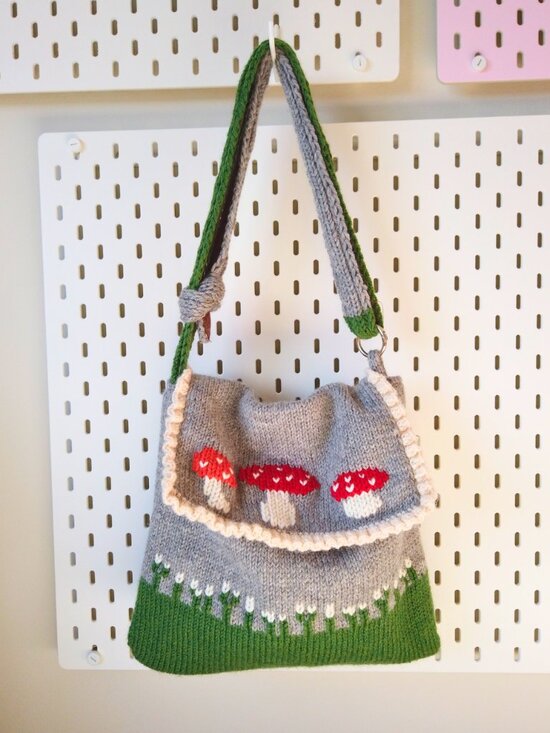 Handmade Handbags - Handknitted Mossy Mushroom Crossbody Bag